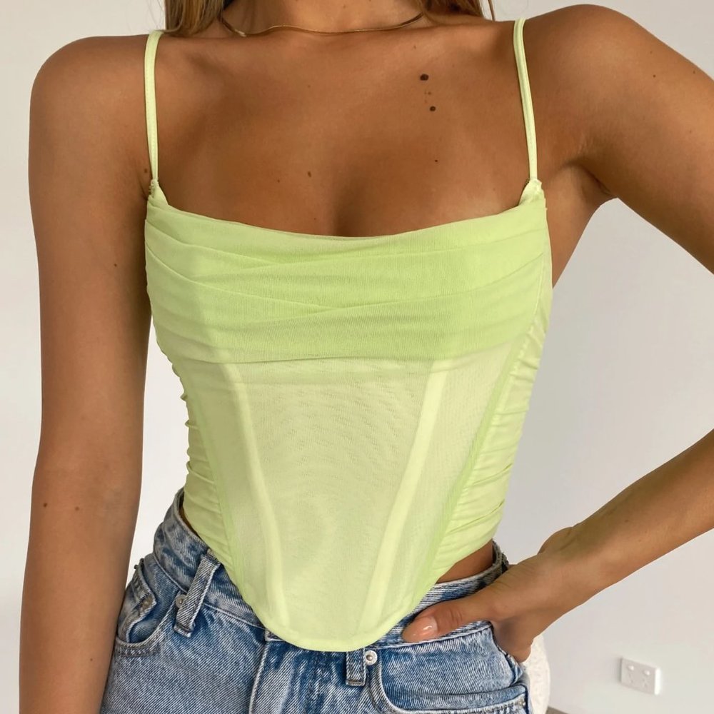 NWT White Fox Boutique Out Of Focus Bustier Neon Green